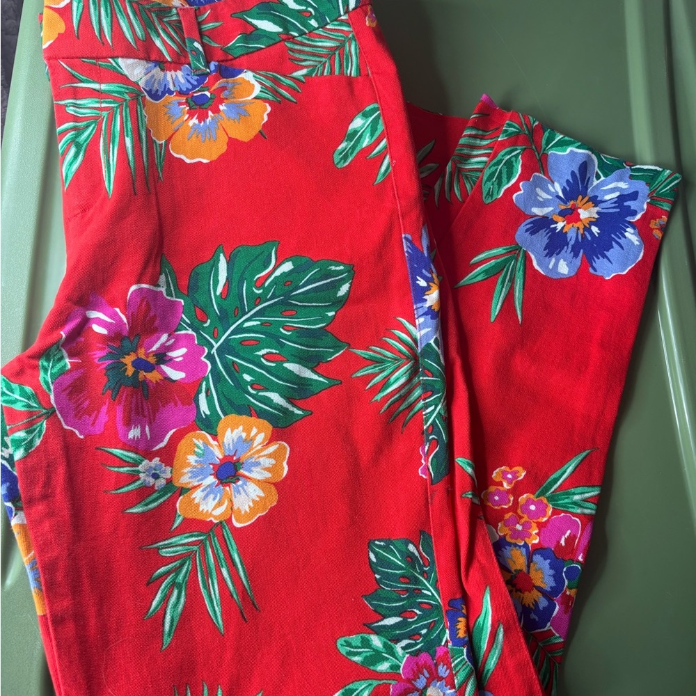 Old Navy Red Tropical Floral pixie  Pants